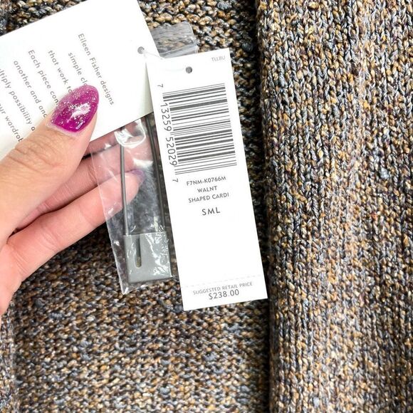 Eileen Fisher Cardigan Women’s S Knotted Silk Melange Knit Open Front Shaped Swe - Picture 4 of 8